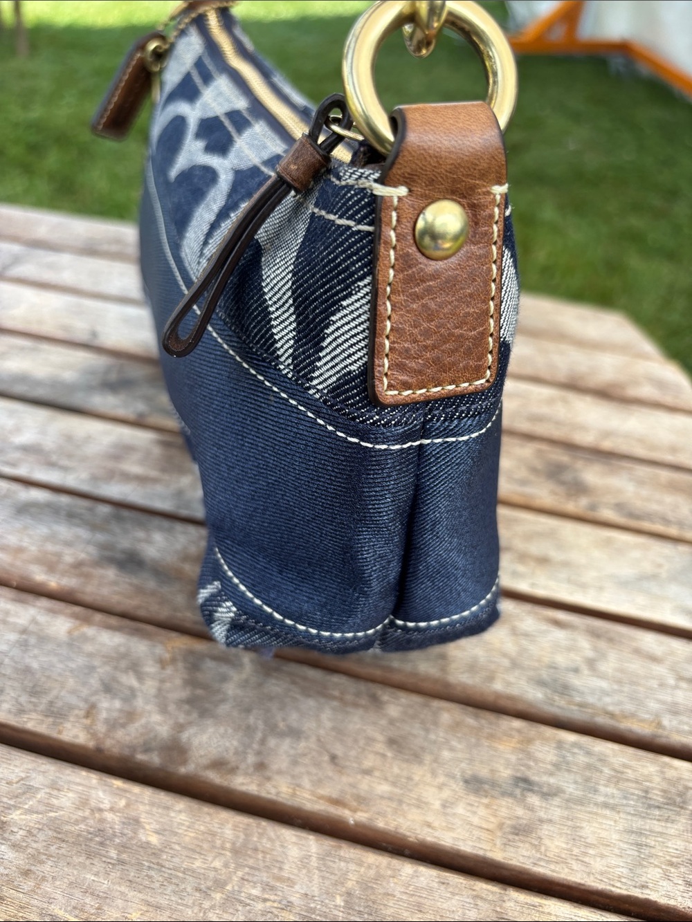 Coach Denim Mini Shoulder Bag with Brown Leather Trim - Picture 5 of 7